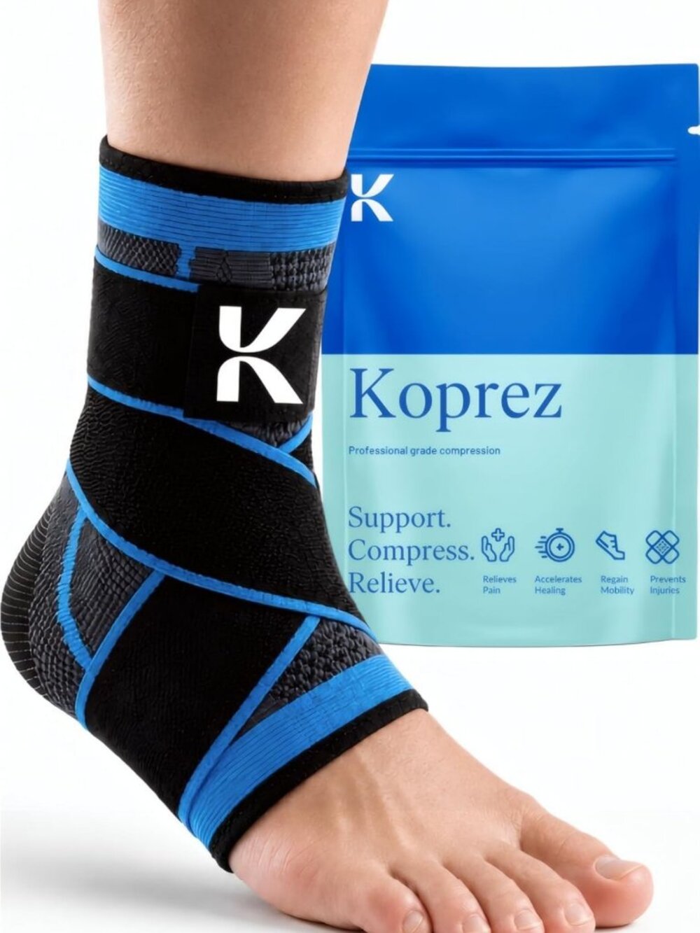 Ankle Compression Sleeve & Brace for Plantar Fasciitis Pain Relief & Support